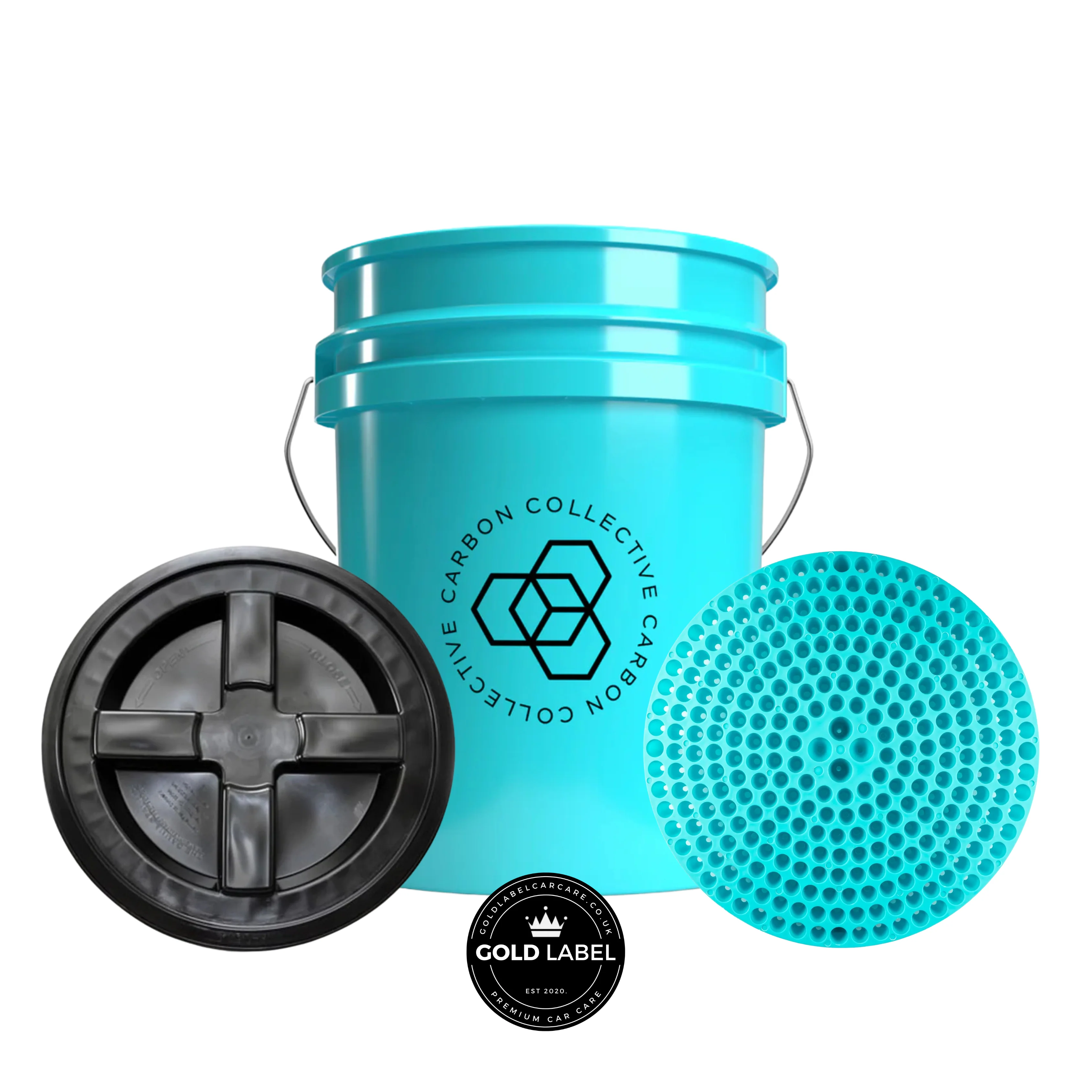 Carbon Collective Signature Teal Bucket, Vortex Grit Guard & Gamma Seal Lid (Black) 20L