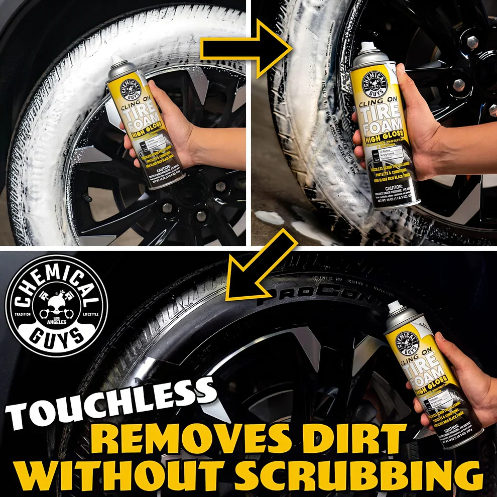 Chemical Guys Cling On Tyre Foam High Gloss 3 In 1 Cleaner, Protectant & Dressing - Image 3