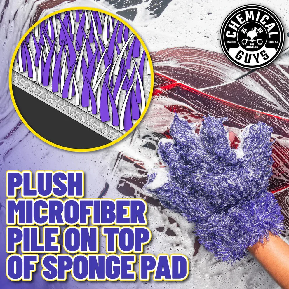 Chemical Guys Furry Five Finger Stranger Helpful Handy Detailing Mitt - Image 14