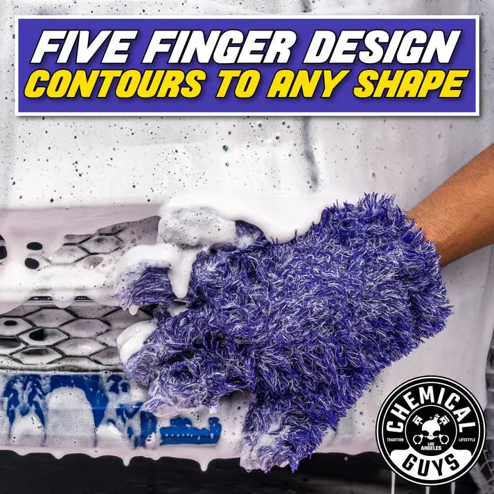 Chemical Guys Furry Five Finger Stranger Helpful Handy Detailing Mitt - Image 5