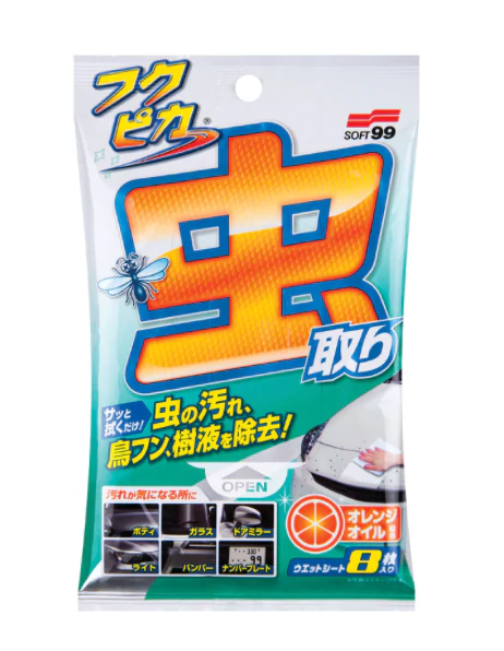 Soft 99 Fukupika Bugs & Droppings Removal Wipes x8