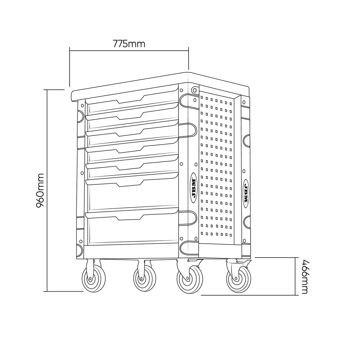 JBM 7 Drawer Tool Trolley (Tools Included) - Image 5